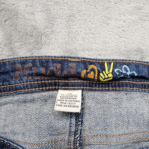 Vintage 90s Y2K Mudd Jeans Womens 13 Juniors Blue Crop Capri Skimmer Stretch - Picture 3 of 11